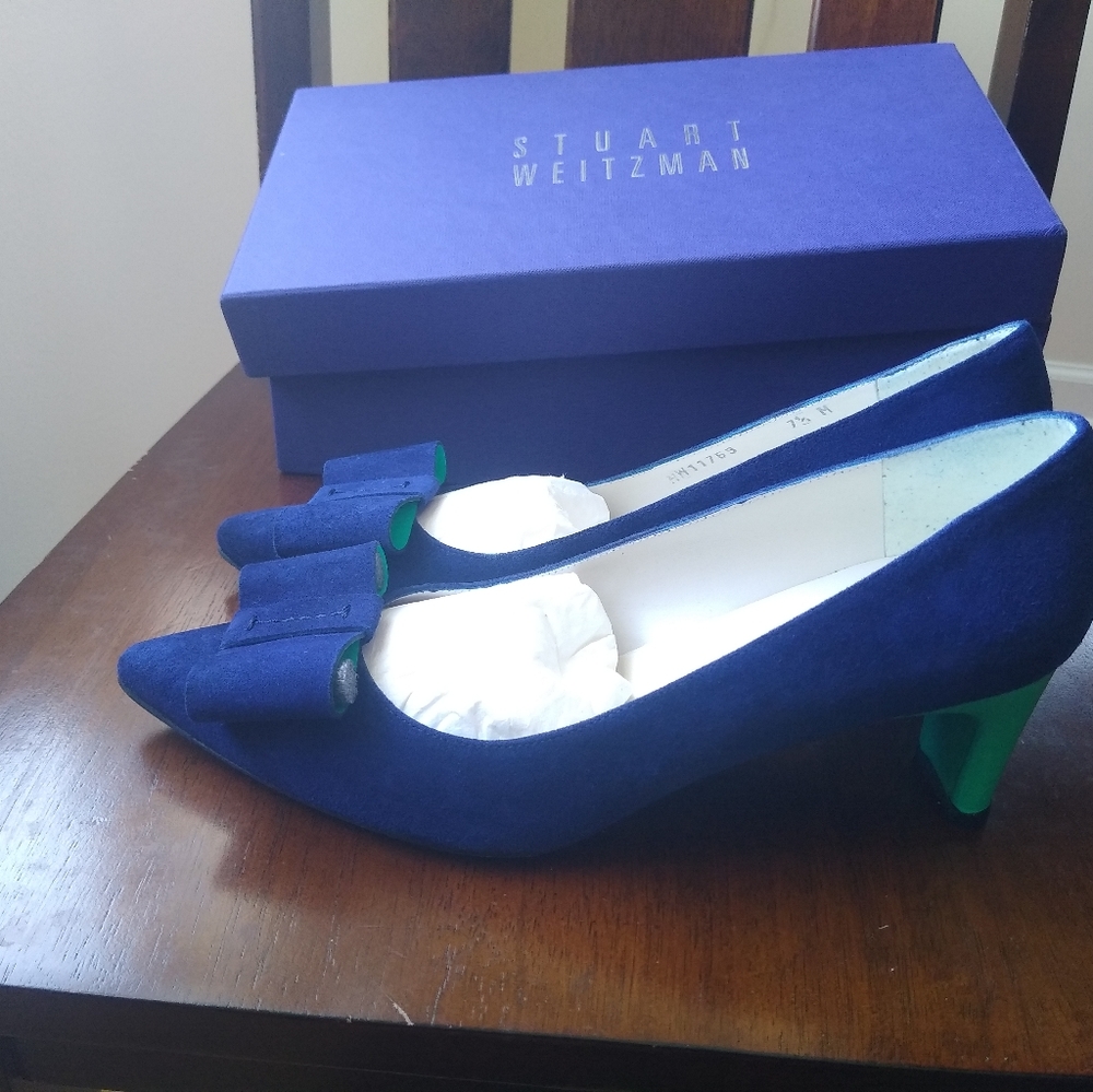 Stuart Weitzman Blue Sapphire Tuxbow Pumps 7.5M